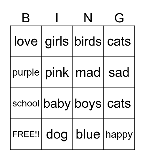 Emontial Development Bingo Card