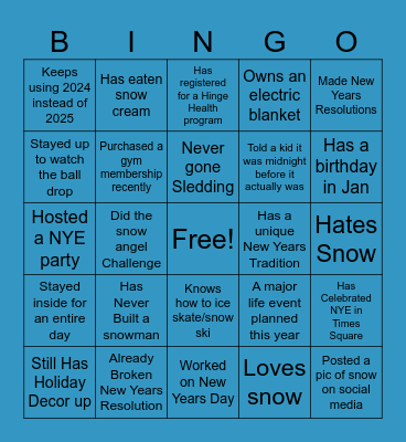 New Years/ Winter Bingo Card