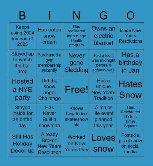 New Years/ Winter Bingo Card