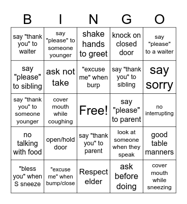 A scout is COURTEOUS Bingo Card
