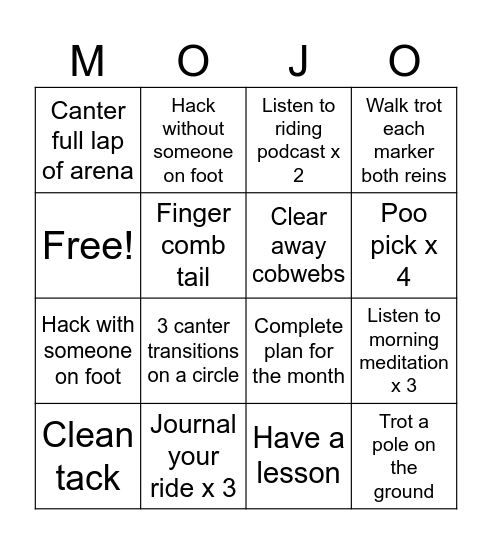 Get Your Mojo Back Bingo Card