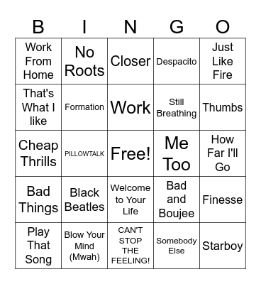 2016 Music Bingo Card