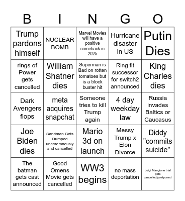 Santiago 2025 bingo Card