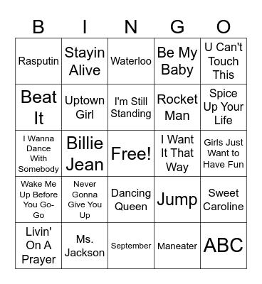 80s/90s Bingo Card