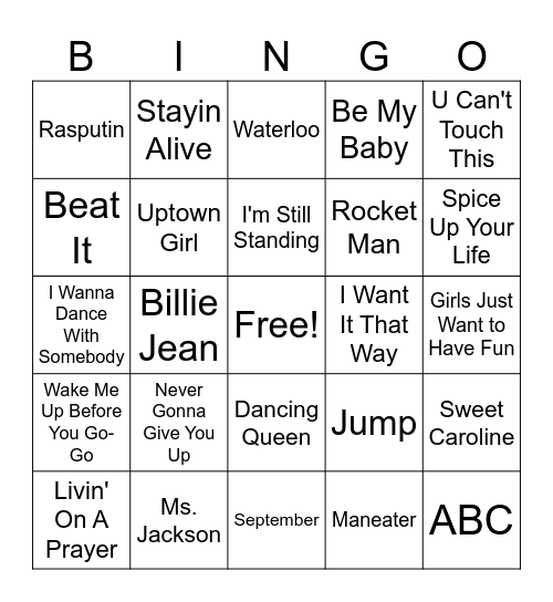 80s/90s Bingo Card