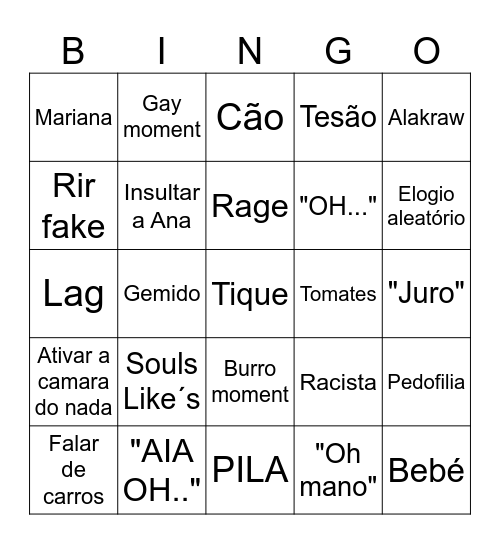 Velho Bingo Card