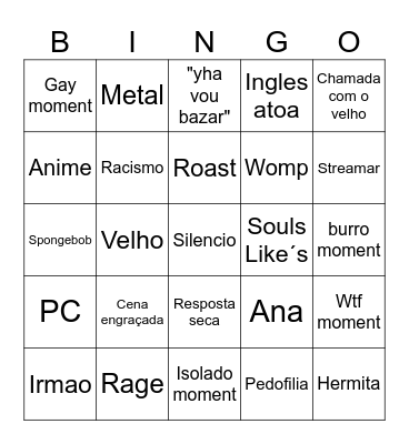 Colhão Bingo Card