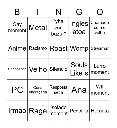 Colhão Bingo Card