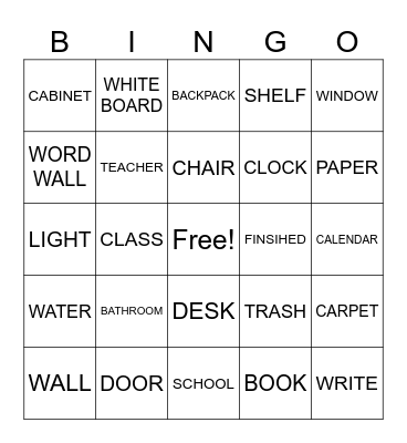 ASL CLASSROOM Bingo Card
