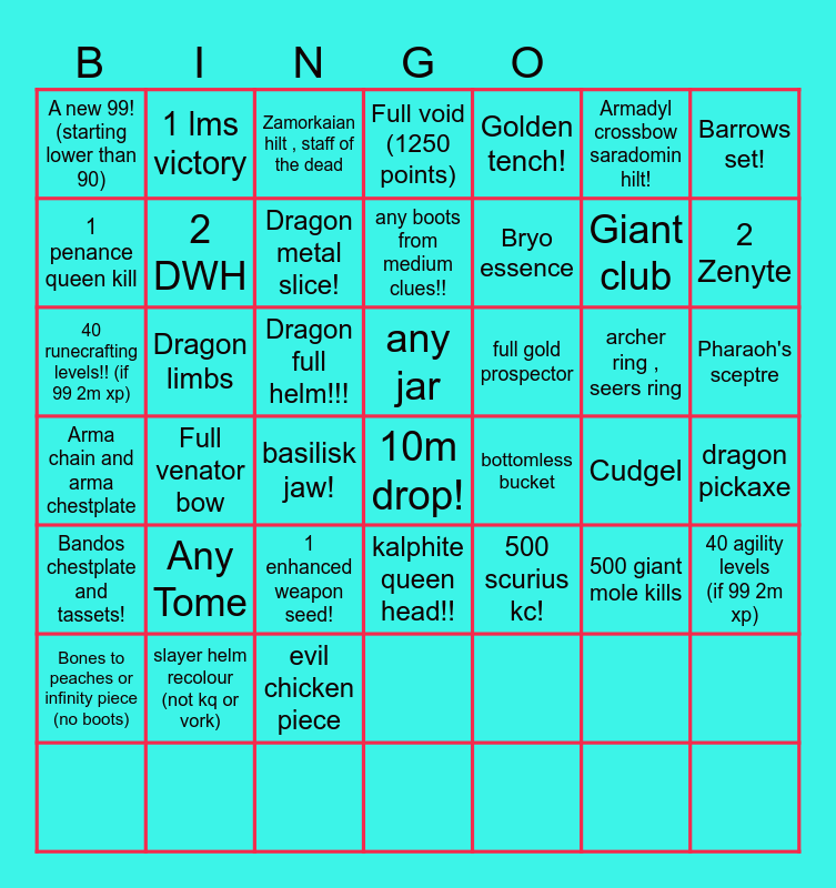 Epic naps Bingo Card