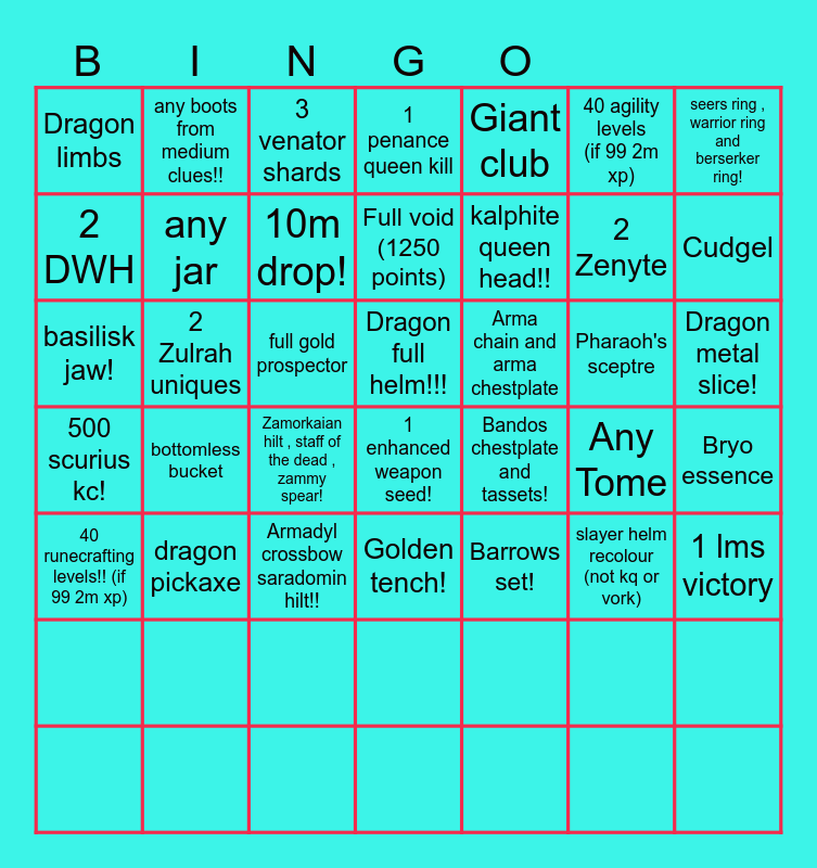Epic naps Bingo Card
