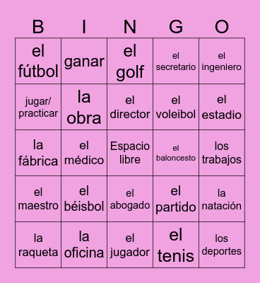 El trabajo y los deportes Bingo Card
