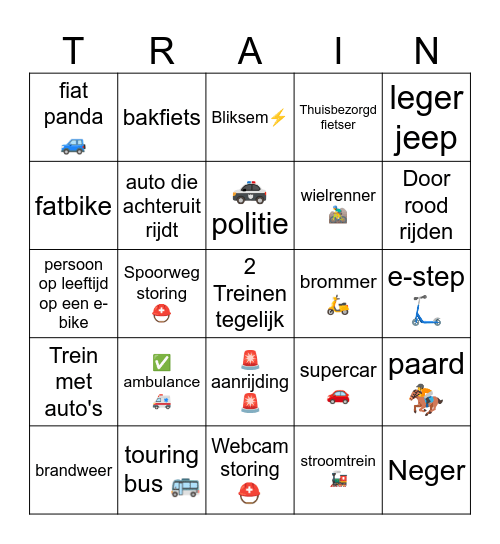 Treinspotters Clubje Bingo Card