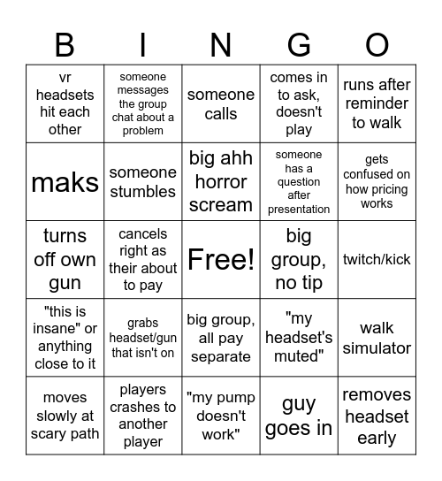 Zero Latency YEG Bingo Card