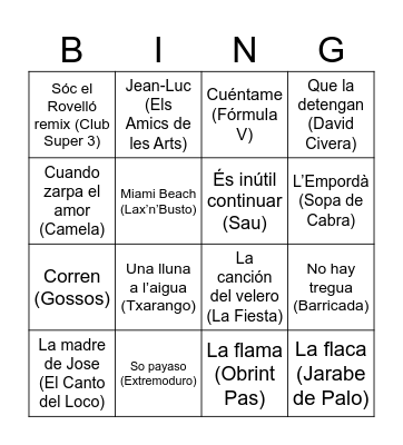 BINGO MUSICAL Bingo Card