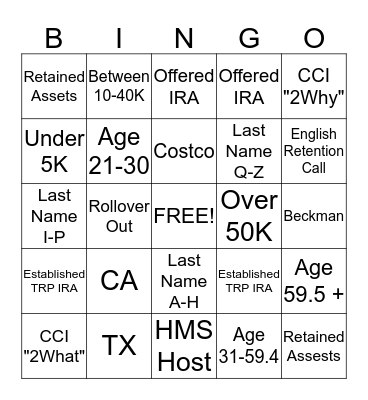 Spanish Retention Bingo Card
