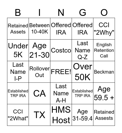 Spanish Retention Bingo Card