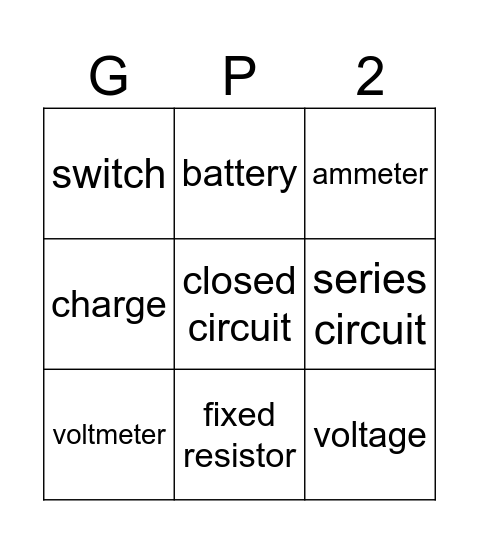 Circuit Bingo Card