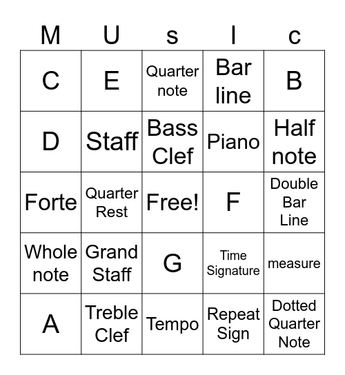 Prep A or Primary Bingo Card