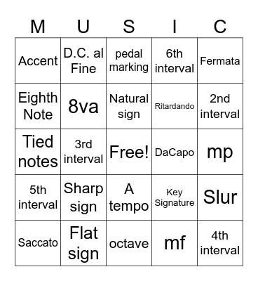 Levels 1, 2A and 3A/Prepatory B Bingo Card