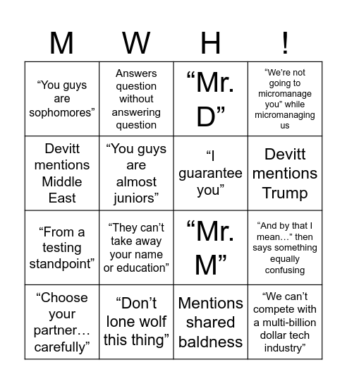 Devguire Bingo Card