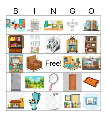 Buildings and Rooms Bingo Card