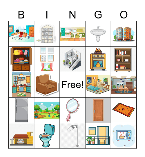 Buildings and Rooms Bingo Card