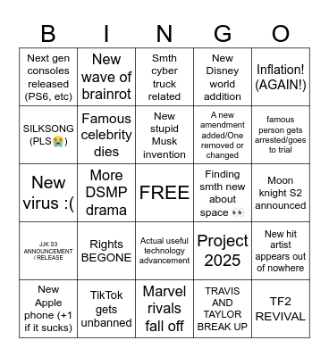 F2025!! Bingo Card