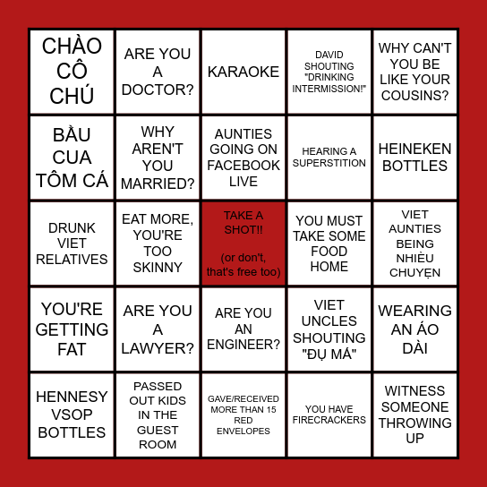 Tết Bingo Card