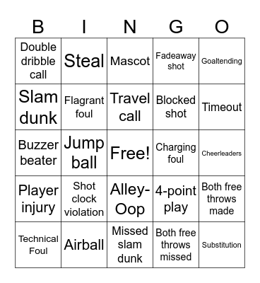 Basketball Bingo Card