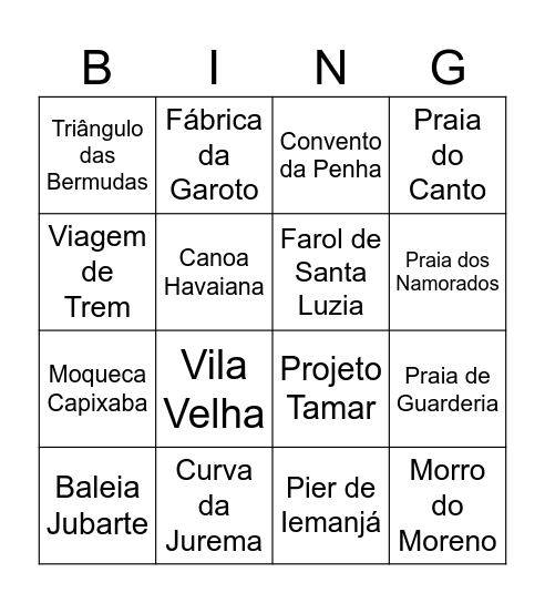 Bingo Vitória Bingo Card