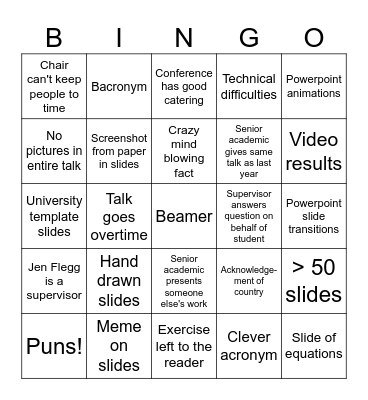 Conference bingo Card