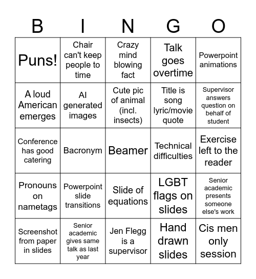 Conference bingo Card