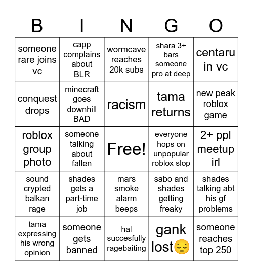 epic cool fg bingo card 2025 (1/22/25) Bingo Card