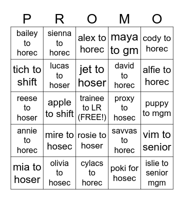 Bloxton Promo Bingo 2025 Bingo Card