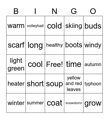 Seasons - Oxford Discover 1 Bingo Card