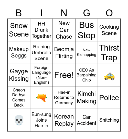 Queen of Tears Ep 11 Bingo Card