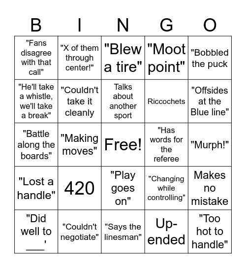 John Shorthouse Bingo Card