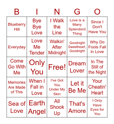Valentines BINGO Card