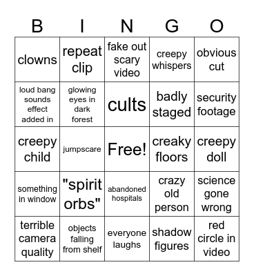 scary bingo booooooo Bingo Card
