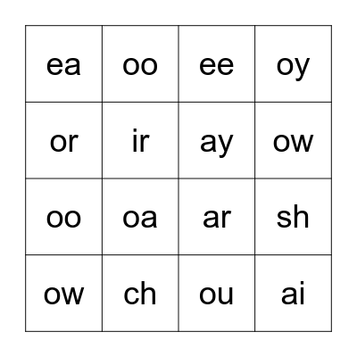 Double Phonics Bingo Card