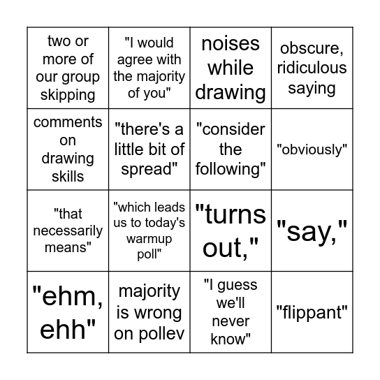 Bergsman Bingo Card