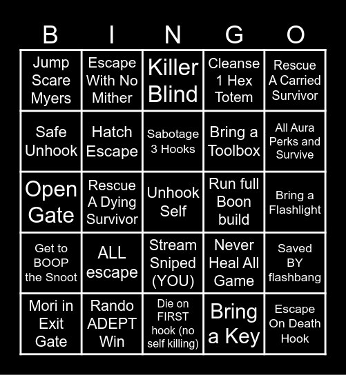 DBD Bingo Card