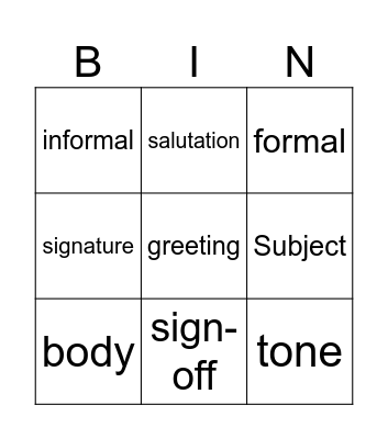 Email Bingo Card