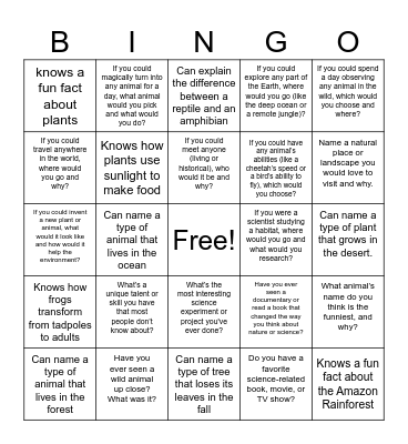 Biology Bingo Card