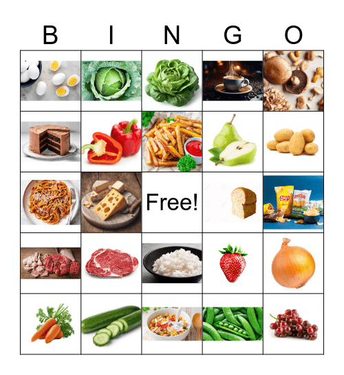 Food and drink Bingo Card