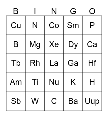 science bingo  Bingo Card