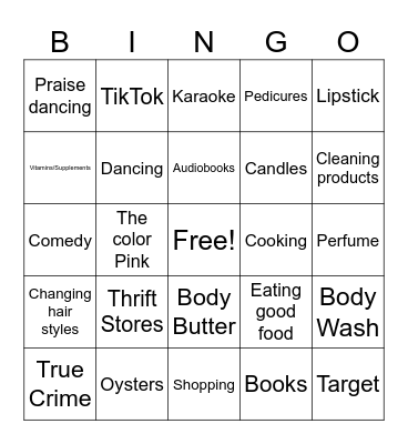 Zina’s Likes Bingo Card