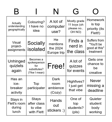 20th Century World History Bingo Card
