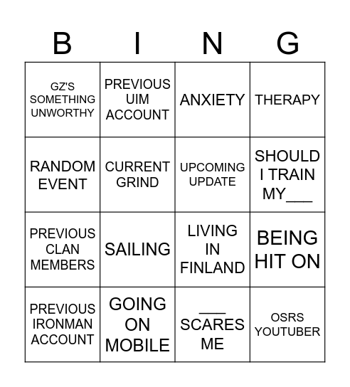 When the following topic is mentioned Bingo Card
